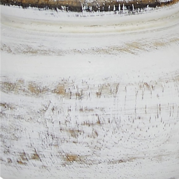 NIB set of three mango wood rustic white pillar candle holders by Deco 79 - Picture 4 of 8